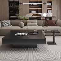 Table basse carrée haut de gamme pour salon de luxe, en bois massif noir finition ardoise, nouvel accessoire pour la maison