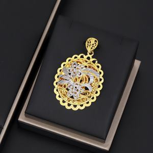 Pendentifs et breloques carrés et ovales en or 24 carats, conception de collier avec logo personnalisé pour enfants, bijoux en laiton à la mode - Product Image 3