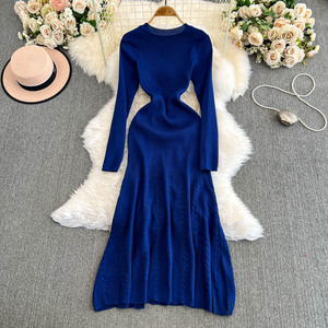 Abito da Donna <span class=keywords><strong>con</strong></span> Bottoni Dorati, <span class=keywords><strong>Spacco</strong></span> Laterale, <span class=keywords><strong>Vestito</strong></span> Aderente in Maglia a Maniche Lunghe, Elegante Abito Midi per Donne - Product Image 3