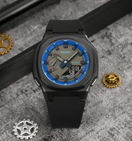 Meilleures ventes SMMEI 2091 Montre numérique à quartz pour homme, double mouvement, bracelet en silicone, heure mondiale et 5 alarmes quotidiennes