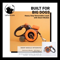 Laisse de chien intelligente avec lampe torche LED, sifflet électronique, rechargeable par USB, laisse rétractable en nylon et acier pour chiens de grande taille