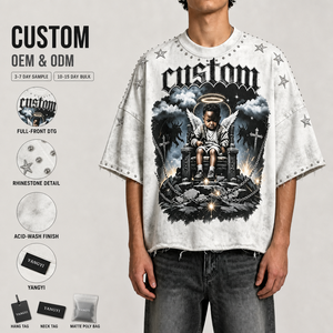 T-shirt da uomo con spalle scese, vintage, lavaggio acido, vestibilità ampia, stampa DTG e serigrafia, in <span class=keywords><strong>cotone</strong></span> Pima biologico pettinato mercerizzato, neutra per stampa - Product Image 1