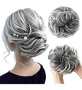 Perruque synthétique bouclée blonde résistante à la chaleur JoannaHair, postiche chignon pratique, design chouchou, aspect ondulé désordonné, 6 pouces, 30g - Product Image 4