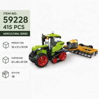 Tractor Agrícola Verde Personalizado con Sembradora, Juego de Bloques de Construcción, Juguete Educativo para Niños para Demostraciones de Plantación de Precisión
