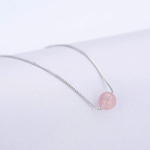 LT-586 Simple fraise cristal rose cristal perle pendentif femme 925 argent <span class=keywords><strong>Sterling</strong></span> usine pour les femmes - Product Image 3