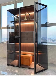 Italian Walnut Fighter Modern Home Furniture Wine Rack Model 9988 Luxury Explosion-proof Glass <b>Cabinet</b> 9988 Luxury Wine <b>Cabinet</b> - Product Image 4