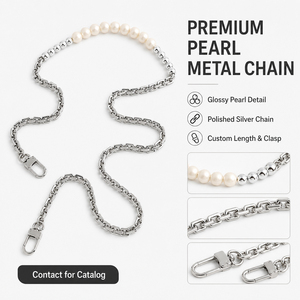 Chaîne de sac perlée en zinc inaltérable, <span class=keywords><strong>d</strong></span>écor esthétique western, sangles de luxe en argent pour femmes élégantes, vente en gros, design <span class=keywords><strong>d</strong></span>écoratif - Product Image 2