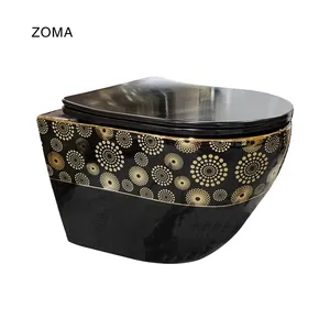 Zoma galvanotecnica appeso a parete colore grigio Soft Close UF Seat Cove sifone sciacquone un pezzo wc in ceramica per il bagno