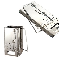 Barbecue d'extérieur pliable en acier inoxydable épaissi, réchaud à charbon de bois, allume-feu, portable, léger, 1,7 kg JEYHL-001S