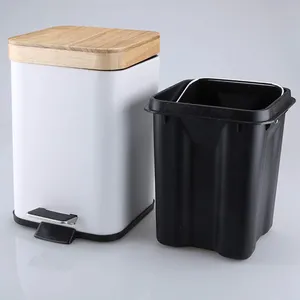 3 Litre Foot Pedal Garbage Bin Small Compact Square Metal Trash Can With Toilet Brush Set