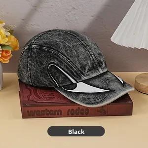 Gorra de béisbol de 6 paneles de mezclilla y PVC de marca de moda, estilo artesanal, con bordado de <span class=keywords><strong>doble</strong></span> borde, efecto lavado a la llama, estilo americano vintage, unisex - Product Image 6