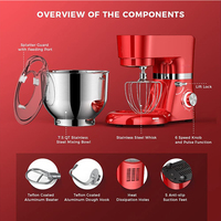 Bol en acier inoxydable de 5,5 l, 6,2 l, pour la maison, support pour gâteau, mixeur électrique