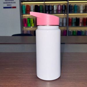Custom Logo 420ml Double Wall Stainless Steel Vacuum Insulated Double Wall Kids Water Bottle With <b>Straw</b> and Handle for Outdoor - Product Image 1
