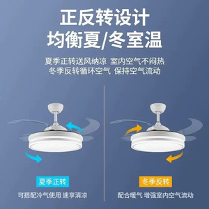 Ventilateur de plafond LED Donbao, moderne, minimaliste, acrylique, invisible, intelligent, spectre complet, pour salon, salle à manger - Product Image 3
