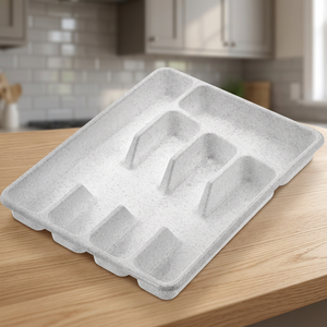 Support de rangement multifonctionnel en plastique écologique gris pour couverts, organisateur pratique pour baguettes/cuillères CATEEM MRD400 - Product Image 2