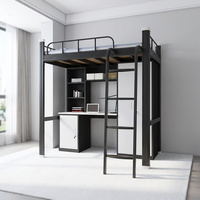 Lit superposé moderne tout en métal avec bureau et rangement, lit superposé en acier robuste pour projet de dortoir scolaire