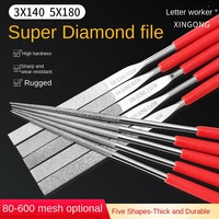 Assortiment de limes diamantées et de râpes en carbure de 80 mailles à 600 couteaux à contusion en émeri, ensemble de limes triangulaires plates et carrées avec motif