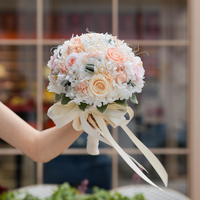 Mariage décoratif immortel géant 12-24 têtes rose bouquet de fleurs attaché à la main