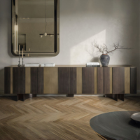 Console extensible de luxe italienne en bois, meuble de rangement moderne pour salle à manger, buffet d'entrée au design panneau pour salon et hôtel