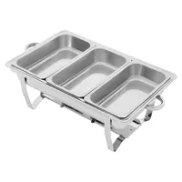 Chafing Dish Buffetset 3-delige roestvrijstalen rechthoekige voedselwarmer professioneel voor bruiloften, catering en hotelbuffetten