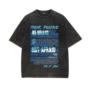 Custom High Quality Hevery Weight 250gm Stone Washed 100% Organic Cotton Streetwear DTG Printing Oversize Men T Shirts