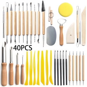 Outils de <span class=keywords><strong>sculpture</strong></span> d'argile manche en <span class=keywords><strong>bois</strong></span> poterie <span class=keywords><strong>sculpture</strong></span> trousse d'outils pour <span class=keywords><strong>débutant</strong></span> poterie en céramique - Product Image 1