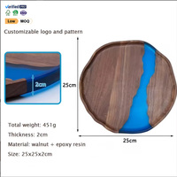 Plateau en bois et résine bleue irrégulière de haute qualité, motif résineux, plateau en bois de burl solidifié, vente en gros d'usine, fabriqué en Chine