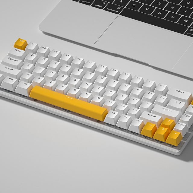 Portable 68-Key Two-Color Injection Key Caps Rgb Backlit Type C Wired Office Ergonomic Gaming Keyboard