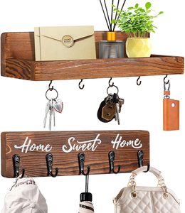 Clé en bois brun rustique et <span class=keywords><strong>organisateur</strong></span> de <span class=keywords><strong>courrier</strong></span> fixé au mur dans le couloir pour le stockage - Product Image 1