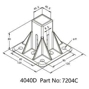 4545d nhôm tầng gắn tấm cơ sở cố định cơ sở 45x45 cho t Khe nhôm hồ sơ 4545c 4545d 4590c #7206c-1 - Product Image 4