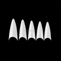 Faux ongles en acrylique résistant, forme stiletto, longueur longue, demi-couverture, pour nail art, emballage boîte PP, 504 pièces