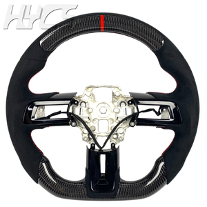 Volant sport en cuir et fibre de carbone pour l'intérieur de la voiture, pour <span class=keywords><strong>Ford</strong></span> Mustang GT500 GT350 S550 2015-2023 5.0L GT <span class=keywords><strong>V8</strong></span> 350 500 Shelby - Product Image 1
