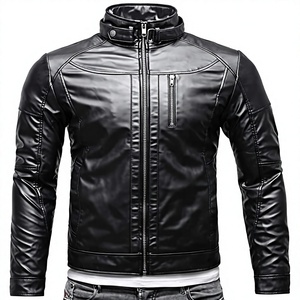 Veste moto unisexe noire en polyester/coton, col montant, fermeture éclair, coupe ajustée, style hiver, imperméable, coupe-vent, réversible - Product Image 6
