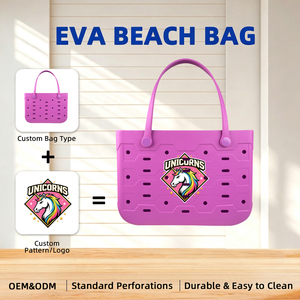 Sac fourre-tout de plage grande capacité personnalisé avec logo d'entreprise en EVA pour <span class=keywords><strong>femme</strong></span>, respirant, ajouré, avec emblème d'équipe - Product Image 1