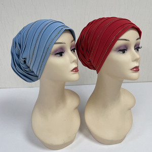 MH-1165 <span class=keywords><strong>2023</strong></span> femmes musulman Turban casquette 3D brodé coton Bonnet cristal accessoires élégant à la mode pour plage fête - Product Image 4