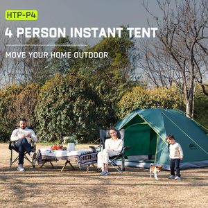 Tente Pop-Up Une Chambre Quatre Saisons Légère à Ouverture Rapide pour 3-4 Personnes avec Porte Moustiquaire Camping - Product Image 6