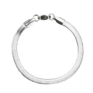 Cadena de serpiente plana de 6mm para parejas, brazalete de hueso de serpiente plano de acero de titanio de uropean y Merican - Product Image 6