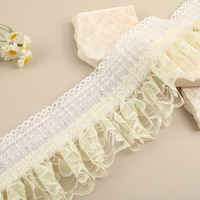 Accessoires haut de gamme pour femmes : garniture en dentelle maillée personnalisée, volants plissés, dentelle en tulle perlée pour ourlets et poignets de robes de soirée