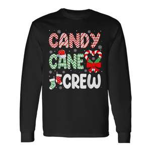 Camiseta de manga larga Candy Cane Crew con diseño navideño para diversión familiar - Product Image 1