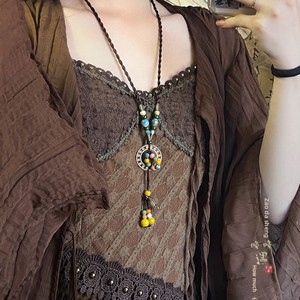 New Minimalist Ball-Shaped Resin Chain Electroplated Women's Sweater <b>Necklace</b> <b>Long</b> Collarbone On-Trend X1564 Color a Elegant Vin - Product Image 2