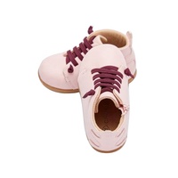 Bottines roses en cuir véritable avec lacets et fermeture éclair pour filles, nouveau Design