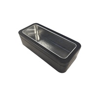 Boîte en métal rectangulaire noire vide avec couvercle de fenêtre transparent de qualité supérieure