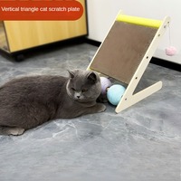 Griffoir pour chat d'intérieur moderne et classique, avec fonctions interactives, en bois robuste, avec balles en sisal et carton ondulé
