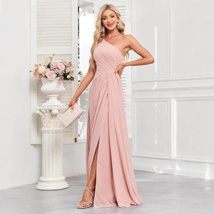 Nouvelle arrivée <span class=keywords><strong>robe</strong></span> <span class=keywords><strong>d</strong></span>'été sexy pour femme en mousseline de soie longue une épaule robes de <span class=keywords><strong>demoiselle</strong></span> <span class=keywords><strong>d</strong></span>'<span class=keywords><strong>honneur</strong></span> avec fente - Product Image 1