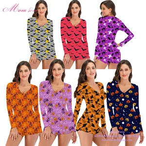 2024 Mới Thời Trang Phụ Nữ Halloween Onesie Sexy Bodycon Onesie Pajama Halloween Bán Buôn Dành Cho Người Lớn Onesie Của Phụ Nữ Ngủ