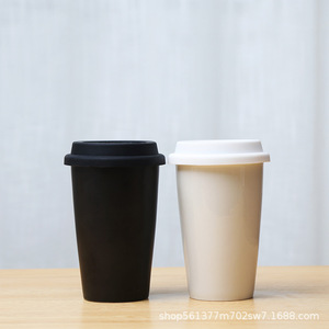 Jin Xun Ceramic Coffee Mug Double Wall Insulated With Silicone Lid Gift For Everyday Use - Product Image 3