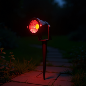 Paquete de 4 Lámparas Solares Ajustables de 12W con Estaca, Luces LED Rojas para Jardín Exterior con Cuerpo de Cobre y Vidrio, IP65, DC 12V para Caminos y Césped - Product Image 2