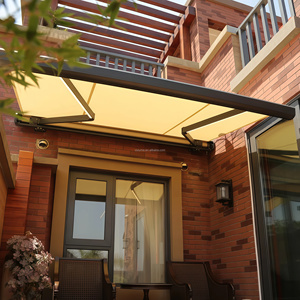 Auvent électrique complet, cadre en aluminium, tissu imperméable, auvent rétractable, bras courbé avec bande lumineuse - Product Image 3