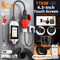 Chargeur AC pour véhicules électriques de type 2, écran tactile, 11 kW, nouvelle génération, application intelligente, pistolet de charge portable pour la maison