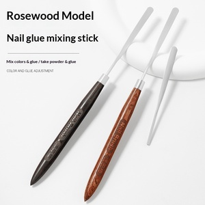 Espátula para Base <span class=keywords><strong>de</strong></span> Maquillaje Estilo Japonés, <span class=keywords><strong>Palo</strong></span> para Mezclar Colores y Ajustar Pegamento, Mango <span class=keywords><strong>de</strong></span> Madera <span class=keywords><strong>de</strong></span> Palisandro Natural, Acero Inoxidable - Product Image 2